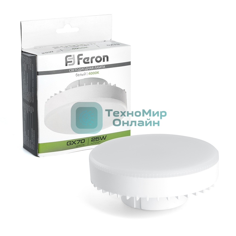 Лампа светодиодная Feron LB-474 LED 25Вт GX70 белый таблетка