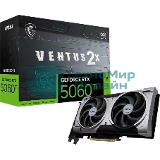 Видеокарта MSI RTX 5060 Ti VENTUS 2X OC PLUS, NVIDIA RTX 5060 Ti, 16 ГБ GDDR7, 128 бит, PCI-e 5.0, 1xHDMI, 3xDP, 2602 МГц
