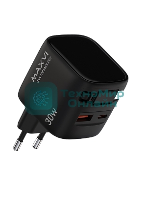 Сетевое зарядное устройство Maxvi SFC-330GN Type-C\USB 30W PD QC3.0 черный