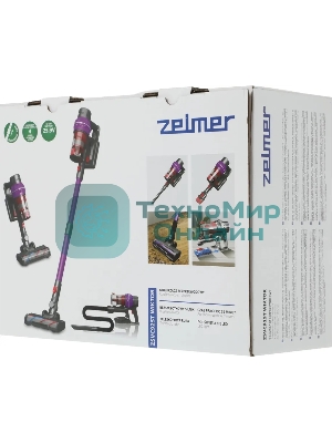 Пылесос вертикальный Zelmer STICK ZSVC925T Wiktor фиолетовый/черный, питание от аккумулятора, 380 Вт, уборка сухая, пылесборник 0.8 л