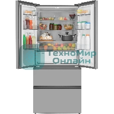 Холодильник Zugel ZRFDI470X нержавеющая сталь трехкамерный 309/95л морозилка снизу, No Frost, Side by Side