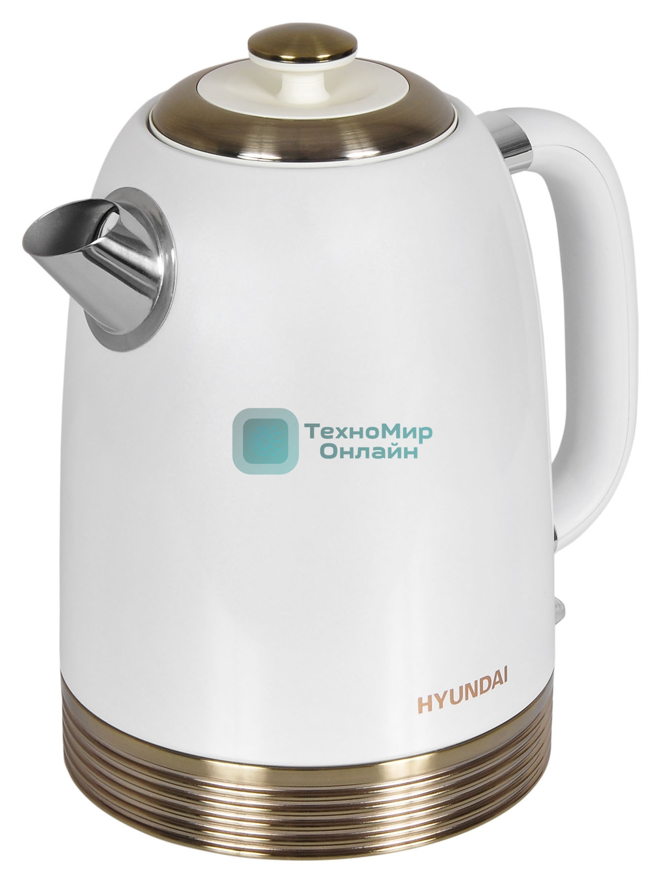 Чайник электрический Hyundai HYK-S4500 1.7 л, 2200 Вт, жемчужный/золотистый (корпус: нержавеющая сталь/пластик)