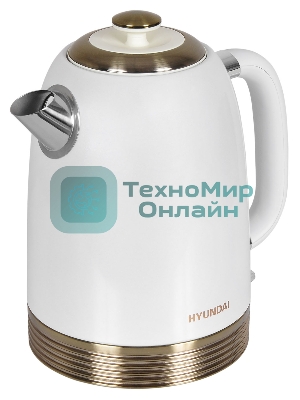 Чайник электрический Hyundai HYK-S4500 1.7 л, 2200 Вт, жемчужный/золотистый (корпус: нержавеющая сталь/пластик)