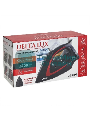 Утюг DELTA LUX DE-3006 черный/красный, 2400 Вт, 30 г/мин, 150 г/мин, 300 мл