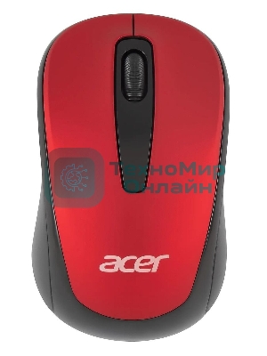 Мышь беспроводная Acer OMR136 красный, 1000 dpi, радиоканал, USB, кнопки - 3