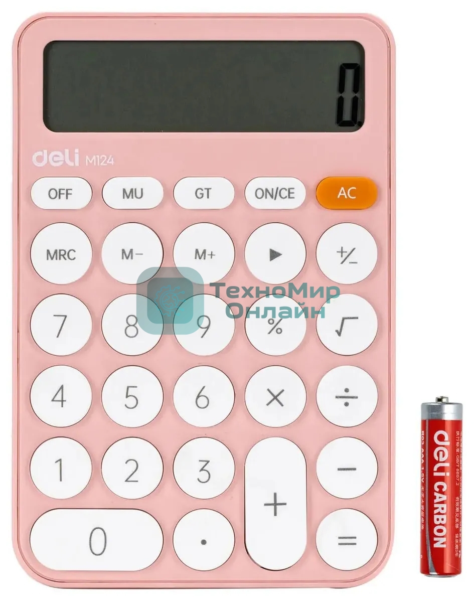 Калькулятор настольный Deli EM124PINK розовый 12-разр.