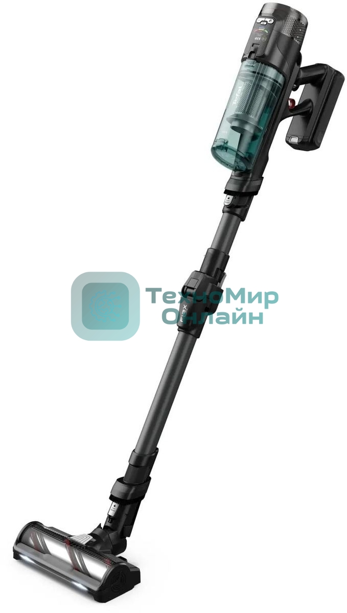 Пылесос вертикальный Tefal X-Force Flex TY9L42WO серый/зеленый, питание от аккумулятора, 150 Вт, уборка сухая, пылесборник 0.65 л