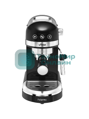 Кофеварка рожковая Ufesa PALERMO BLACK черный, исп. кофе - молотый, 1.5 л, 1350 Вт, 20 бар