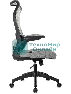 Кресло руководителя Бюрократ Sigma 1 серый, сетка/ткань, крестов. пластик
