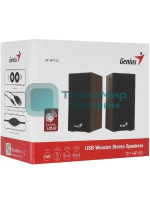 Акустическая система Genius SP-HF180, 2.0, 2 x 3W, USB-power, Wood