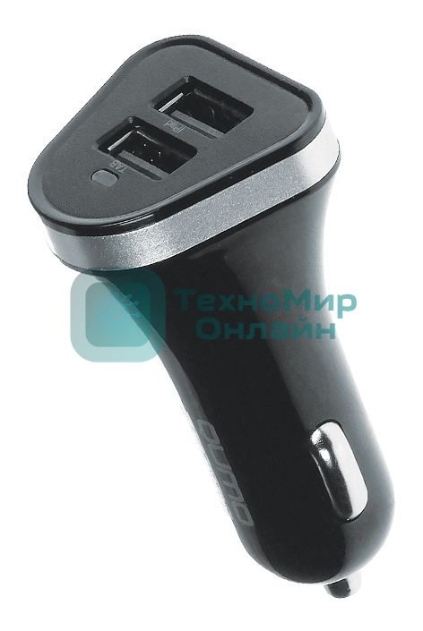Автомобильное зарядное устройство QUMO 3A, 2 USB, 1A+2A черный