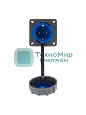 Розетка настенная Rexant фланцевая влагозащищенная с крышкой 16 А, 2Р+РЕ, IP68