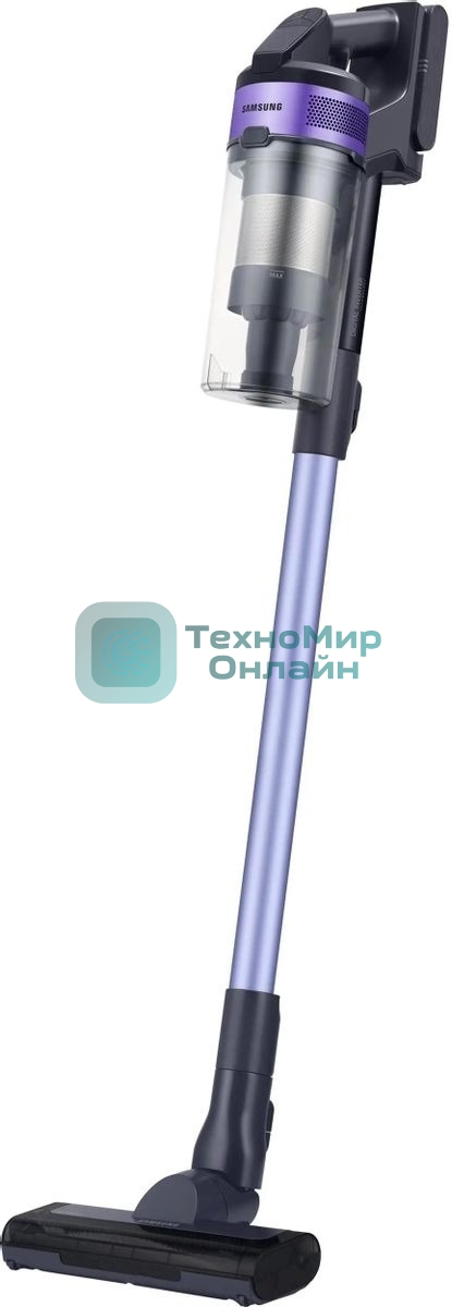 Пылесос вертикальный Samsung VS15A6031R4/EV фиолетовый/черный, питание от аккумулятора, 150 Вт, уборка сухая, пылесборник 0.8 л, работа от АКБ max 40 мин.