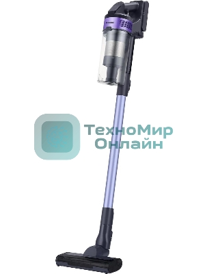 Пылесос вертикальный Samsung VS15A6031R4/EV фиолетовый/черный, питание от аккумулятора, 150 Вт, уборка сухая, пылесборник 0.8 л, работа от АКБ max 40 мин.