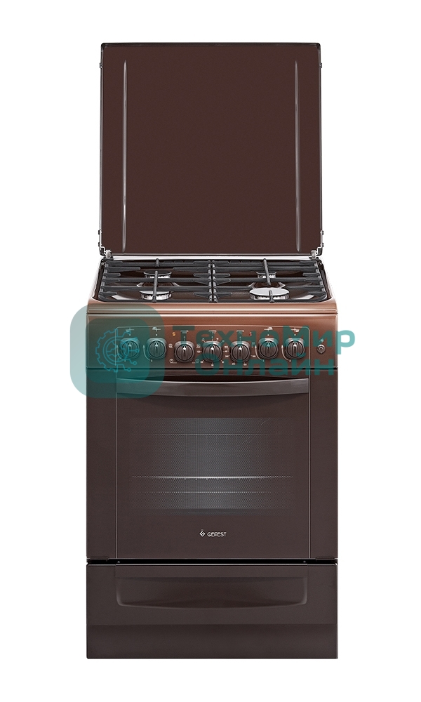 Плита комбинированная Gefest ПГЭ 6102-02 0301 коричневый, конфорок 4 шт, духовка 55 л, 60 см x 85 см x 60 см