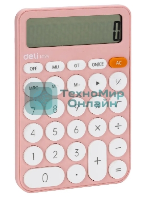Калькулятор настольный Deli EM124PINK розовый 12-разр.