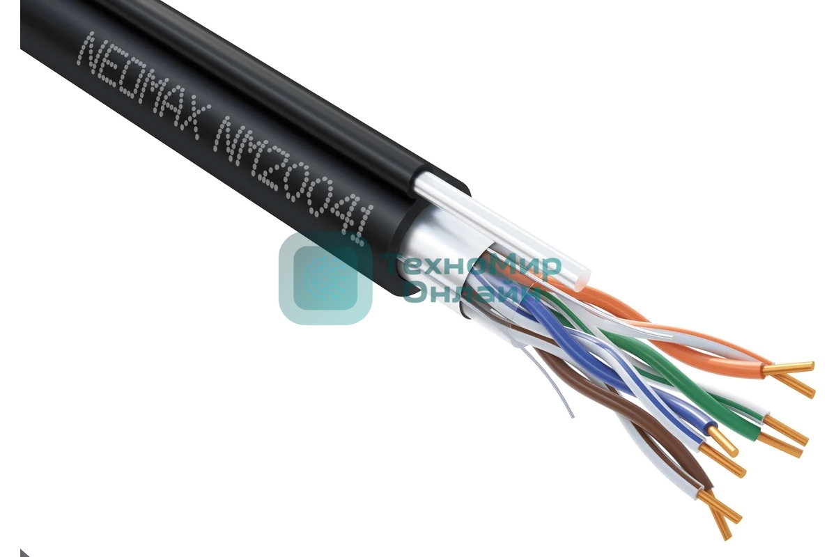Кабель Neomax NM20041 FTP внешний с тросом, Кат. 5е, 305 м. (Медный) Экрантрованный