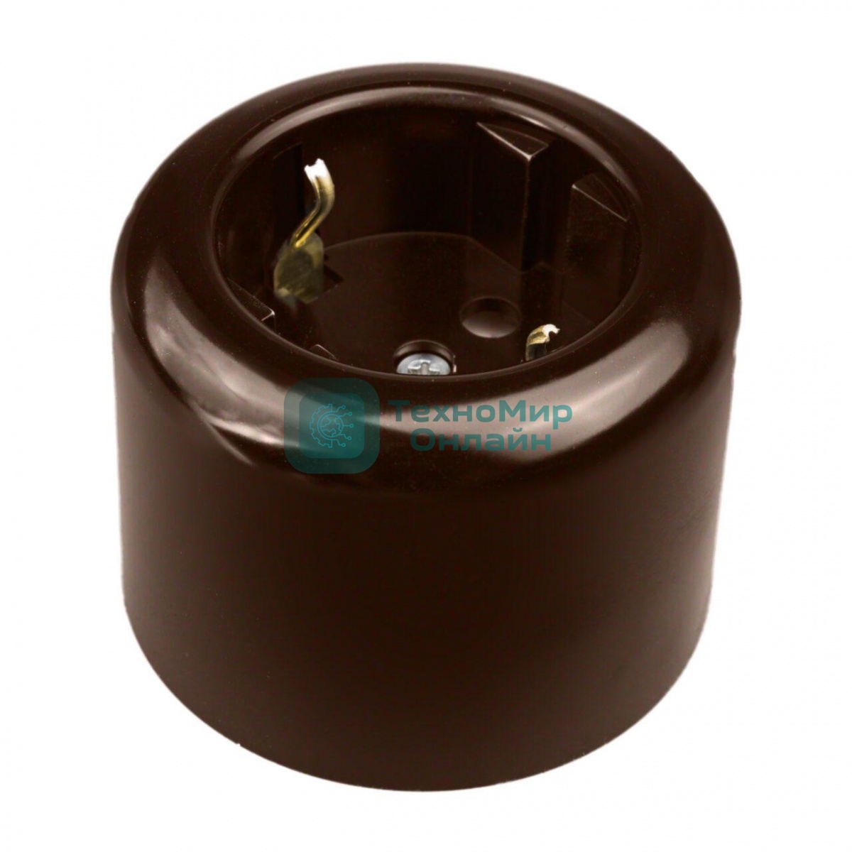 Розетка Bironi R1-101-02 с заземляющим контактом R, Ришелье керамика, коричневый