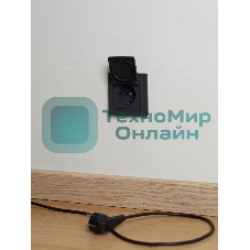 Розетка 1-местная IEK BRITE РСбш10-3-44-БрГ с заземлением, с защитными шторками и крышкой, 16А, IP44, графит