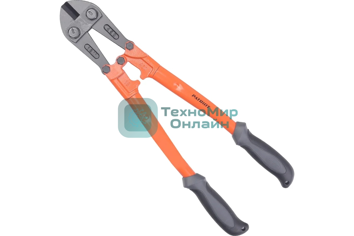 Болторез Patriot CMP-457 мм, Cr-Mo, 2компонент. прорезиненные рукоятки, 40HRC, d 6-8 мм, индивид.коробка, 457 мм (18