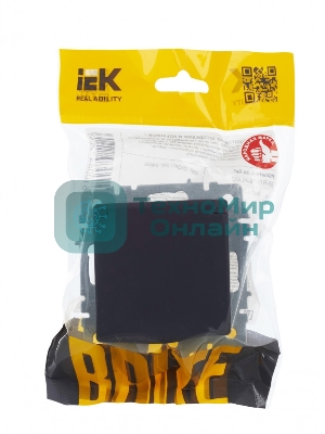 Розетка 1-местная IEK BRITE РСбш10-3-44-БрГ с заземлением, с защитными шторками и крышкой, 16А, IP44, графит