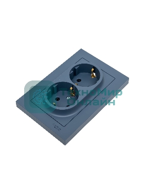 Розетка SE AtlasDesign двойная, с/з, со шторками, 16А, в сборе, грифель