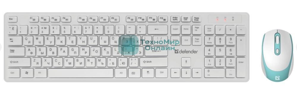 Комплект клавиатура+мышь Defender Auckland C-987 беспроводной, USB, 1600 DPI, белый