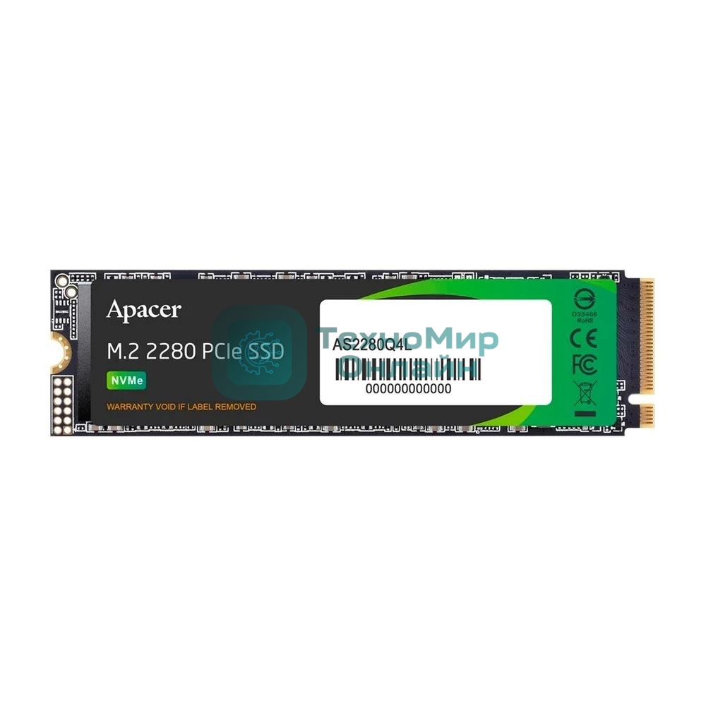 Накопитель SSD Apacer 256Gb, M.2 2280, PCIe Gen4x4, NVMe 1.4, R/W 3300/1300