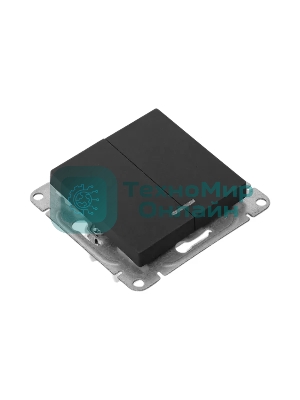 Механизм выключателя EKF UP1-SWB-24 двухклавишный, с подсветкой, черный Эпика