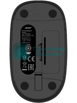 Мышь Acer OMR502 черный оптическая 1600dpi беспров. USB 4but (ZL.MCE11.01A)
