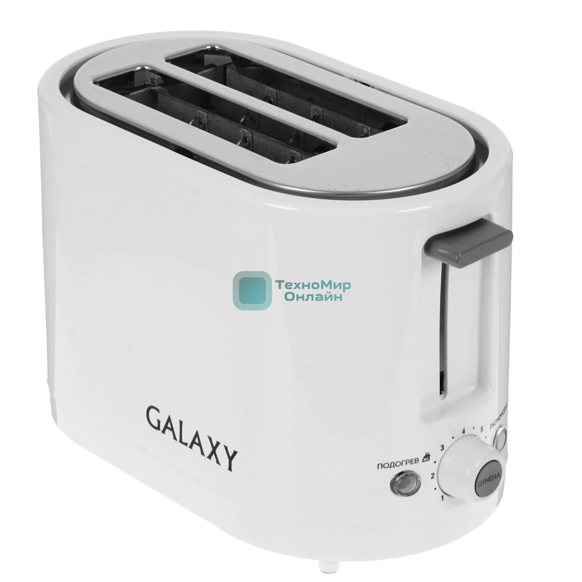 Тостер Galaxy Line GL 2908 белый, 800 Вт, 2 слота