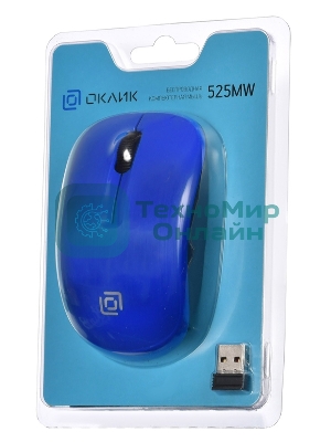 Мышь беспроводная Oklick 525MW голубой, 1000 dpi, радиоканал, USB, кнопки - 3