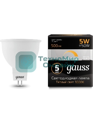 Лампа светодиодная Gauss LED MR16 GU5.3-dim 5W 2700K диммируемая