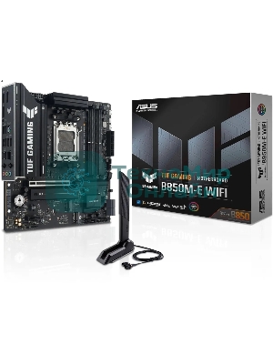 Материнская плата ASUS TUF GAMING B850M-E WIFI, AM5, AMD B850, 4xDDR5, 4xSATA, 3xM.2, 1xPCIe 5.0 x16, 1xPCIe 3.0 x1, 1xHDMI, 2xDP, 1x2.5Gb LAN, Wi-Fi 6E, Bluetooth 5.3, 1xUSB-C 10Gbps, 1xUSB-A 10Gbps, 2xUSB-A 5Gbps, 4xUSB-A 2.0, 3x3.5 мм, 7.1, mATX