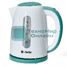 Чайник электрический DELTA DL-1106 белый с мятным 1.7 л, 2,2кВт