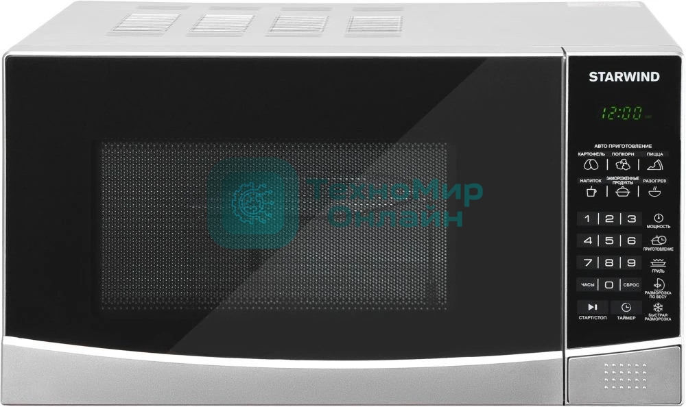 Микроволновая печь Starwind SMW3120 серебристый/черный, 20 л, 700 Вт, переключатели - сенсор