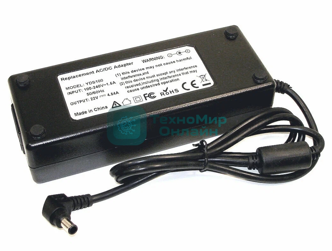 Блок питания для монитора и телевизора LCD 22V 4.54A 100W (6.5x4.4мм) OEM