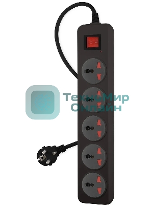 Сетевой фильтр Buro 500UNH-3-BG 3м (5 розеток) черный/серый (коробка)