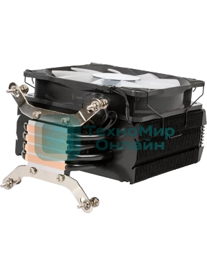 Кулер для процессора Eurocase 4PI120ARGB черный, 120 мм, алюминий/медь, 1800 об/мин, 36 дБ, 4 pin, 180 Вт, 157 мм