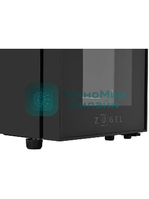 Винный шкаф ZÜGEL ZCWF123B черный, 32 л, 1 отсек, 12 бут.