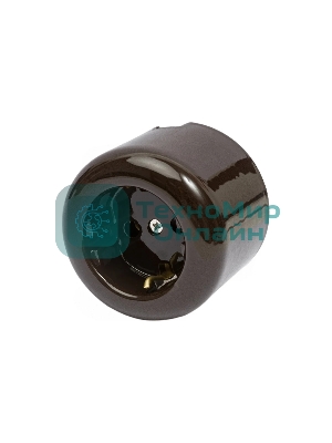 Розетка Bironi R1-101-02 с заземляющим контактом R, Ришелье керамика, коричневый