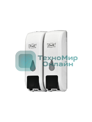 Дозатор для жидкого мыла пластиковый puff-8108 белый с черной кнопкой, 350+350 мл, 22х9х14 см