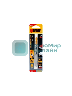 Сверло спиральное по металлу Denzel 7,0 x 109мм, Р6М5, Golden Tip, многогранная заточка