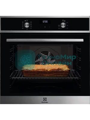 Встраиваемая электрическая духовка ELECTROLUX EOF5F70X с конвекцией, объем 72 л, 8 режимов, очистка каталитическая задняя стенка, 2 стекла в дверце, направляющие проволочные + телескопические (1 уровень)