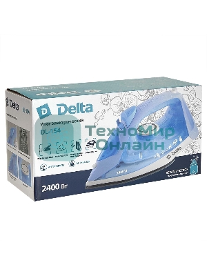 Утюг DELTA DL-154 голубой, 2400 Вт, 30 г/мин, 150 г/мин, 260 мл