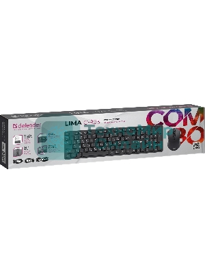 Комплект клавиатура+мышь Defender Lima C-993 беспроводной, USB, 1000 DPI, чёрный
