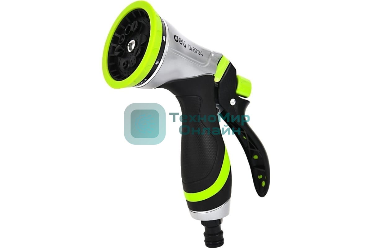 Пистолет-распылитель поливочный Deli DL8764 10 режимов распыления, диаметр шланга 3/4