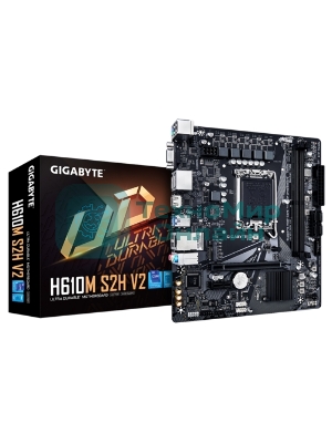 Материнская плата Gigabyte H610M S2H V2, LGA 1700, Intel H610, 2xDDR5, 4xSATA, 1xM.2, 1xPCIe 4.0 x16, 1xPCIe x1, 1xHDMI, 2xDP, 1xD-Sub, 1x 1Gb LAN, 2xUSB-A 3.2 Gen 1, 4xUSB-A 2.0, 3x 3.5 мм, 7.1, mATX