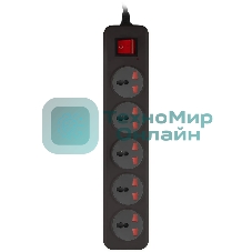 Сетевой фильтр Buro 500UNH-3-BG 3м (5 розеток) черный/серый (коробка)