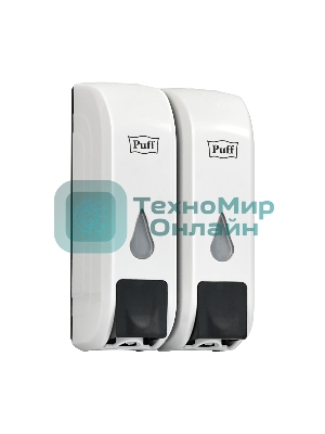 Дозатор для жидкого мыла пластиковый puff-8108 белый с черной кнопкой, 350+350 мл, 22х9х14 см